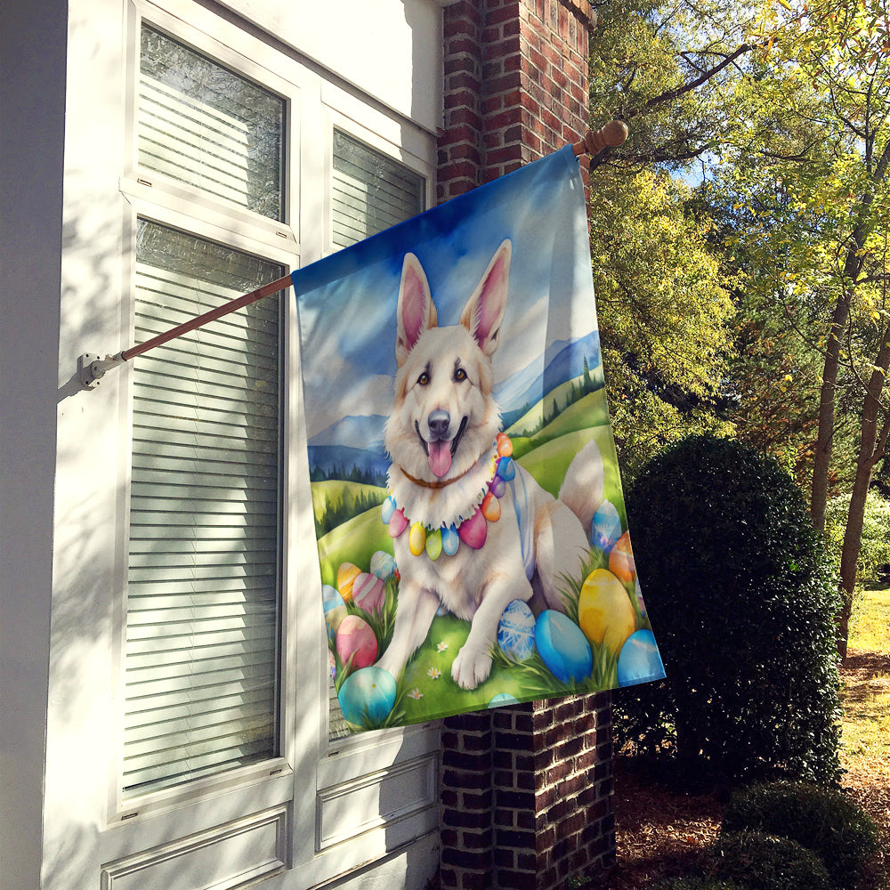 White German Shepherd Easter Egg Hunt House Flag