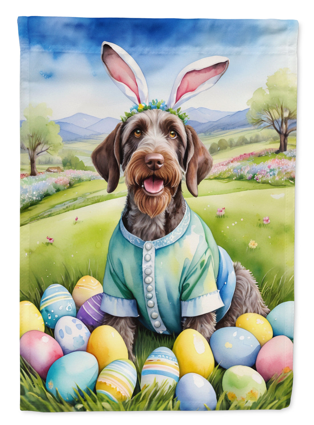 Buy this German Wirehaired Pointer Easter Egg Hunt Garden Flag