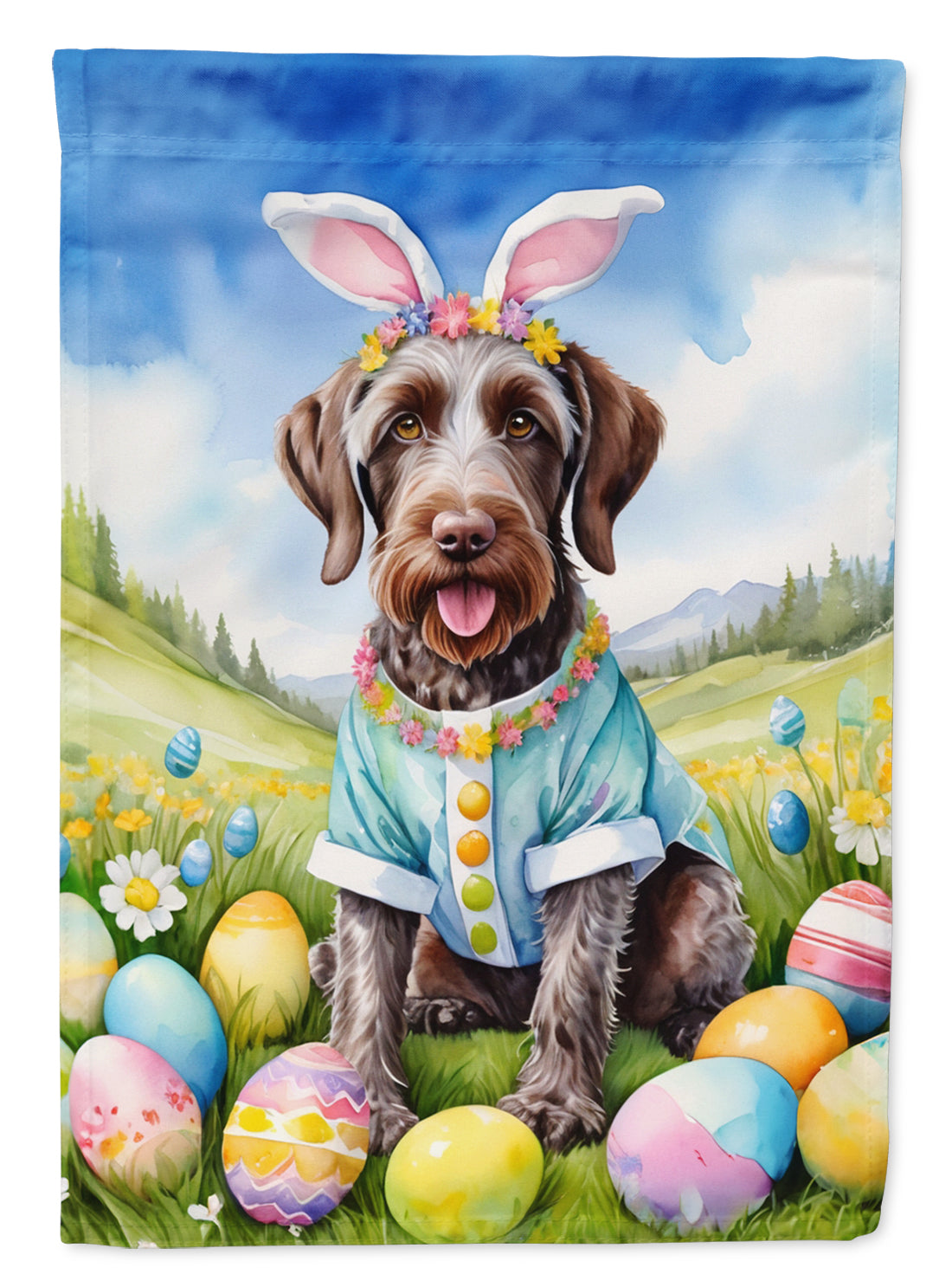 Buy this German Wirehaired Pointer Easter Egg Hunt House Flag