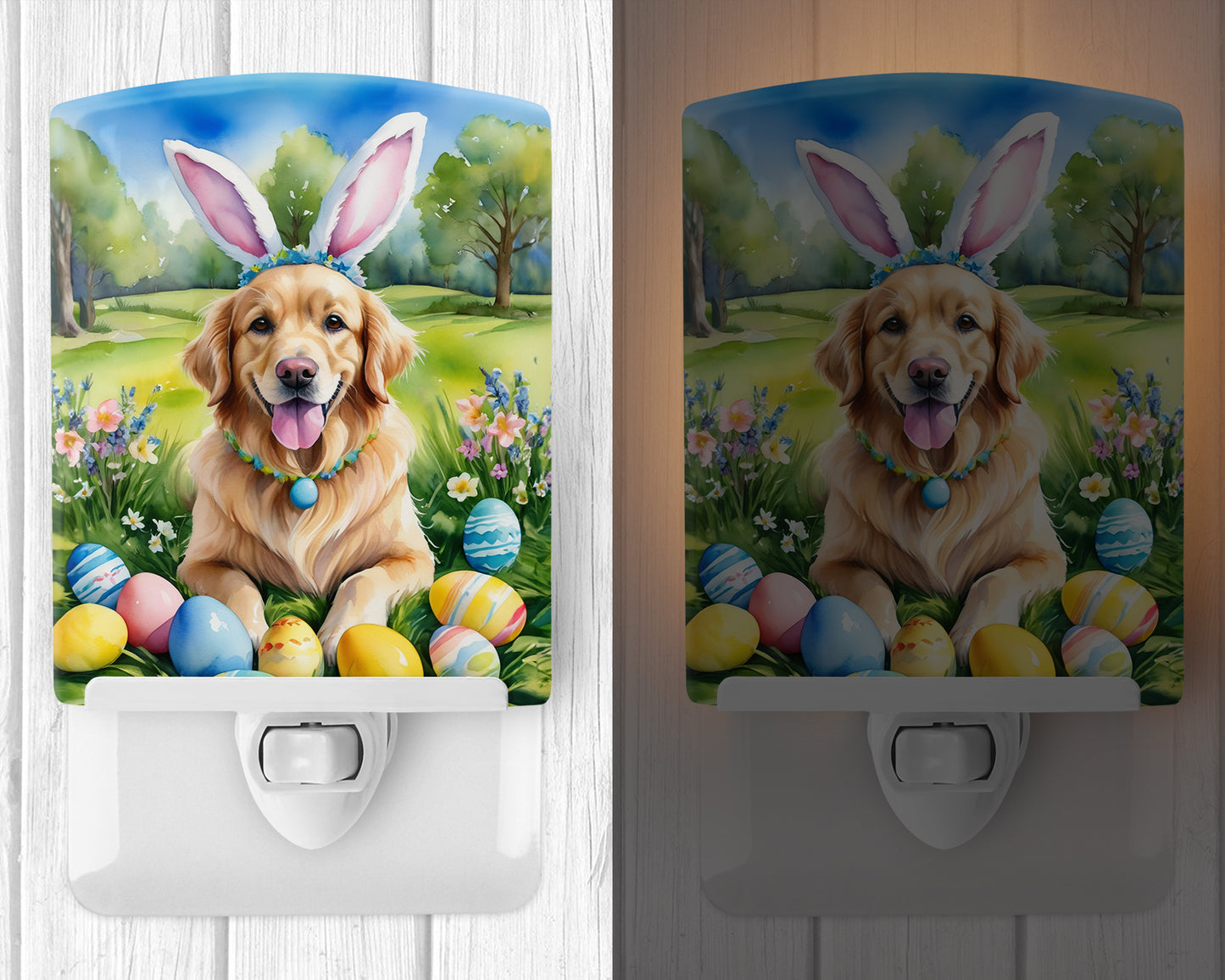 Golden Retriever Easter Egg Hunt Ceramic Night Light