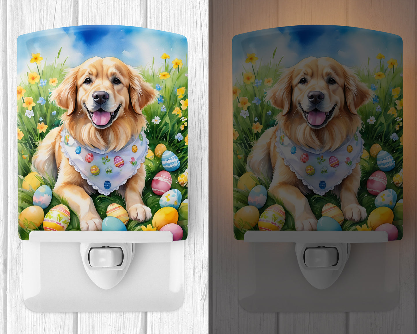 Golden Retriever Easter Egg Hunt Ceramic Night Light