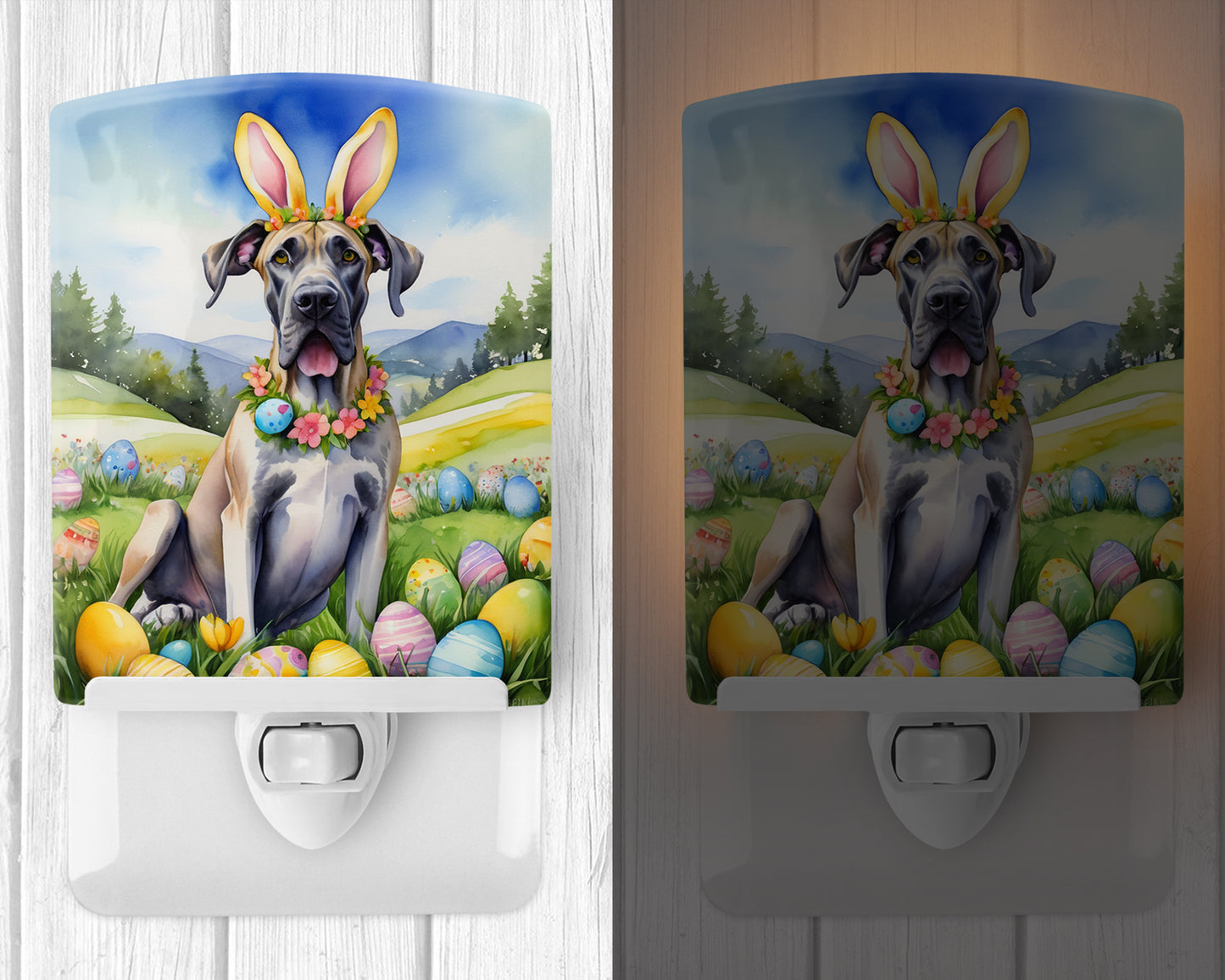 Great Dane Easter Egg Hunt Ceramic Night Light