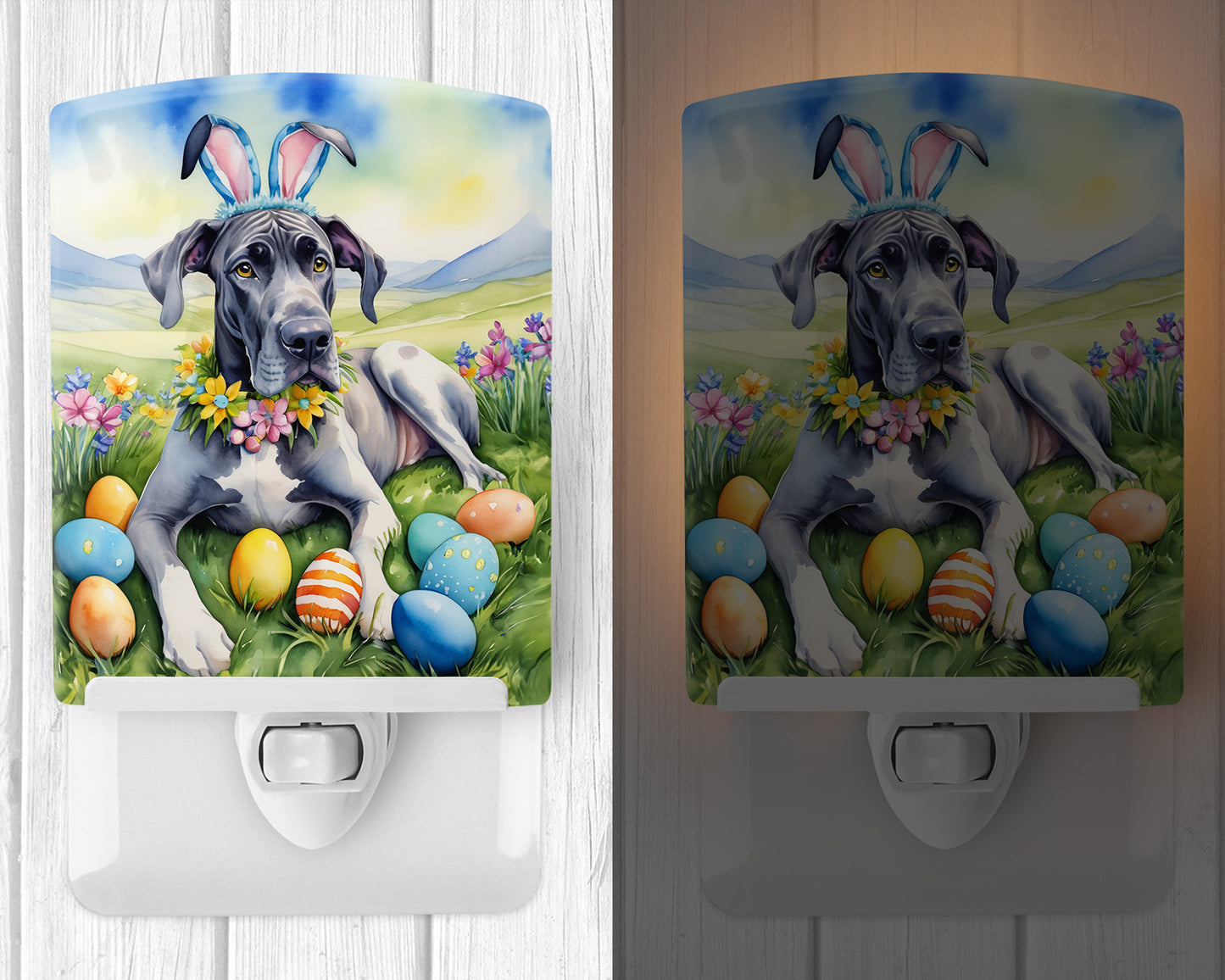 Great Dane Easter Egg Hunt Ceramic Night Light