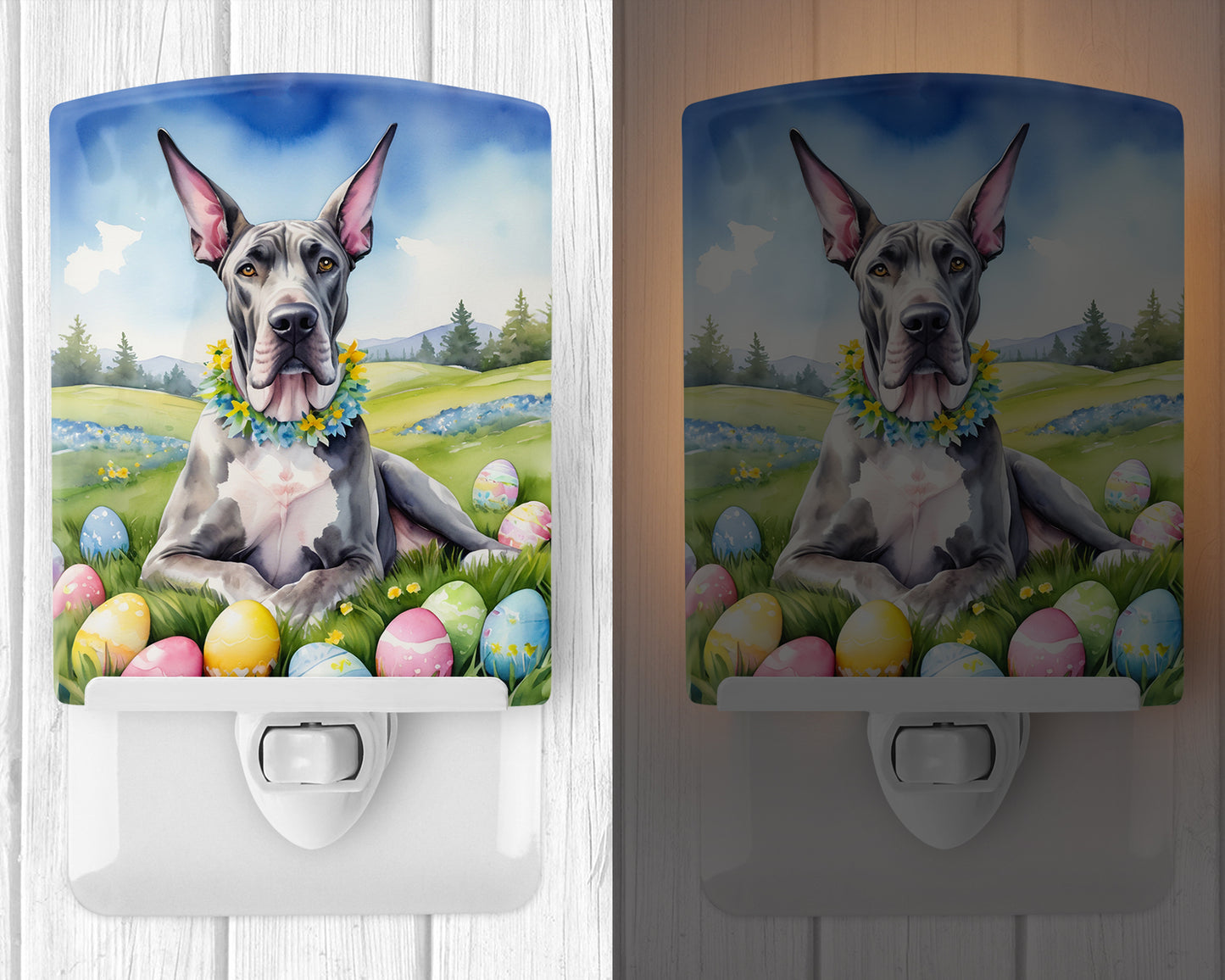 Great Dane Easter Egg Hunt Ceramic Night Light