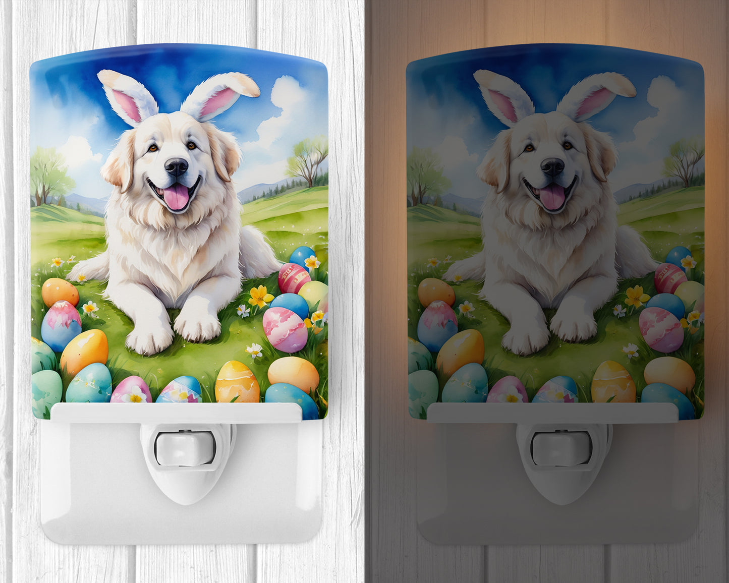 Great Pyrenees Easter Egg Hunt Ceramic Night Light