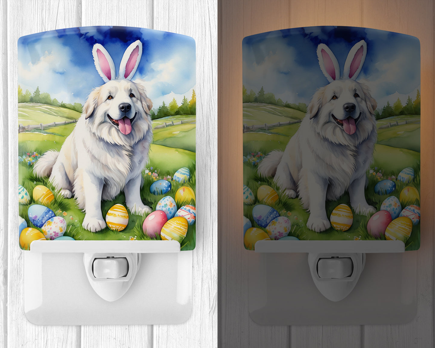 Great Pyrenees Easter Egg Hunt Ceramic Night Light