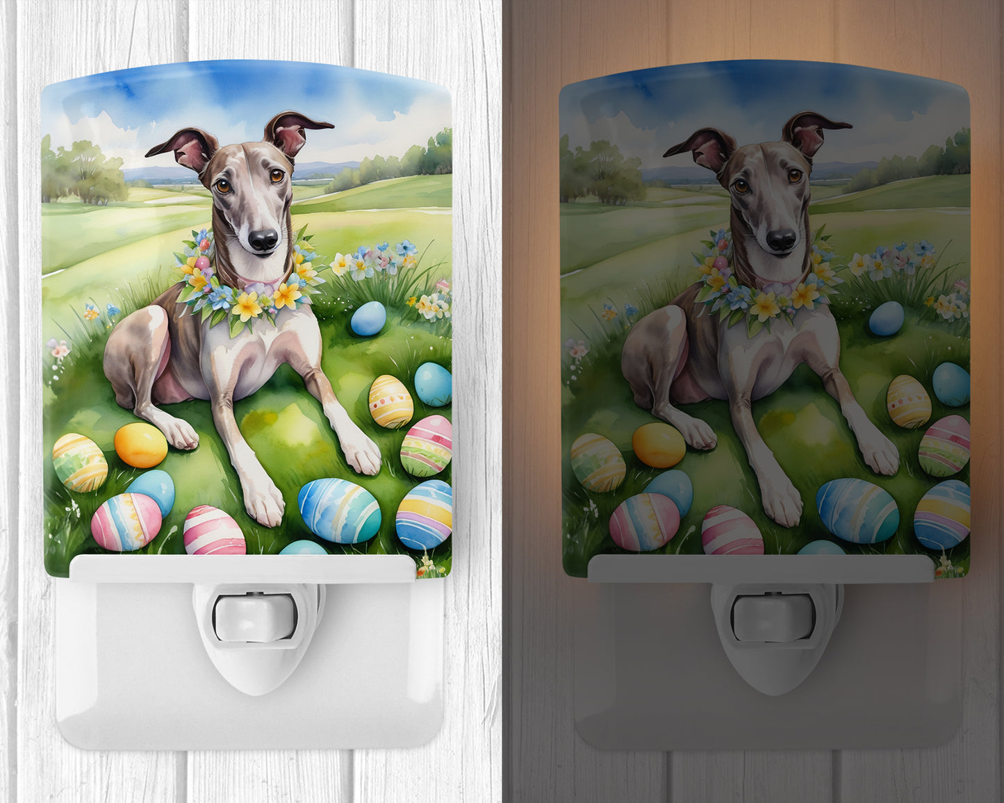 Greyhound Easter Egg Hunt Ceramic Night Light