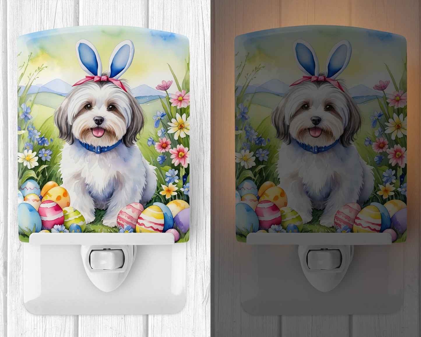 Havanese Easter Egg Hunt Ceramic Night Light