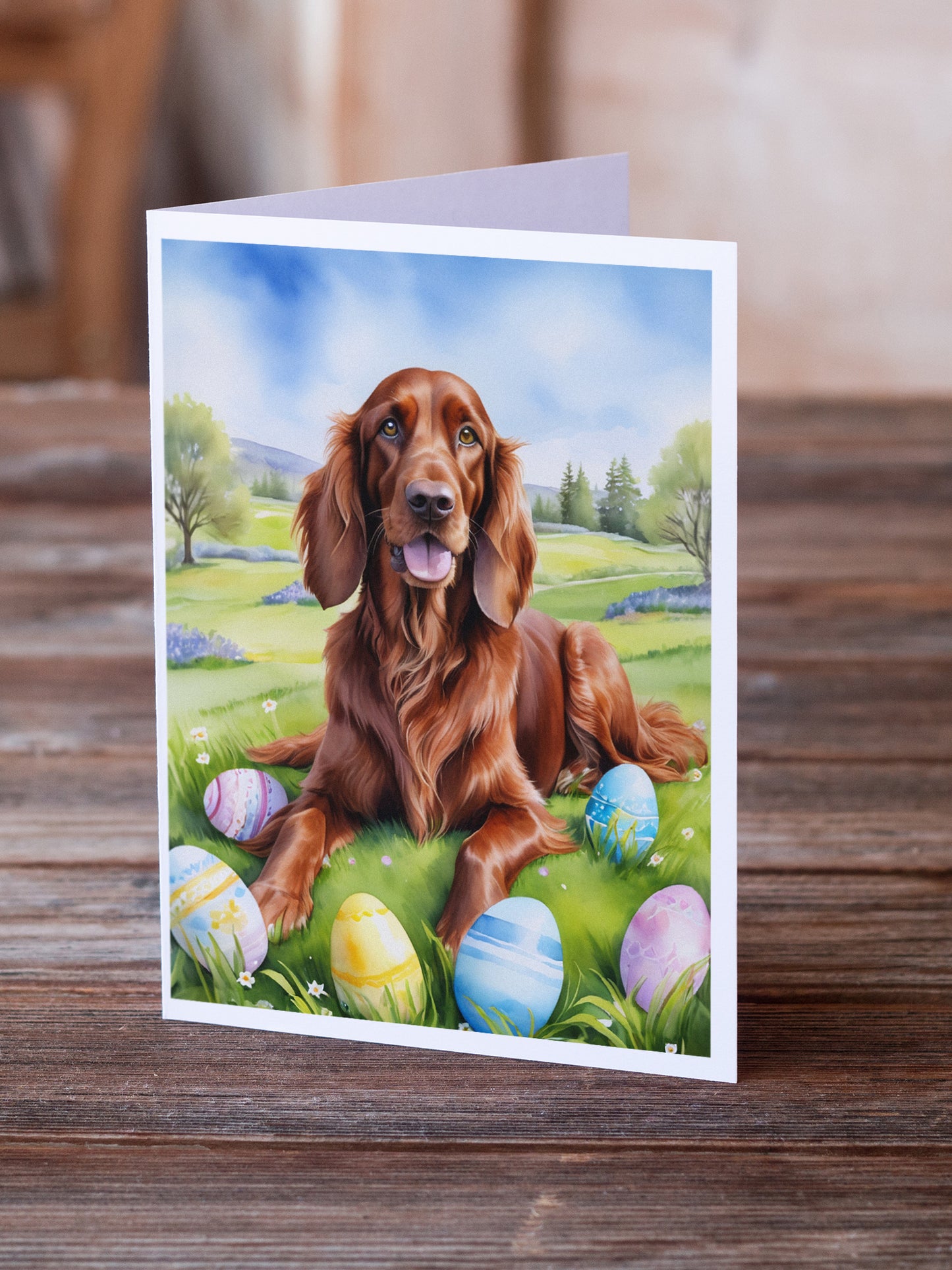 Irish Setter Easter Egg Hunt Greeting Cards Pack of 8