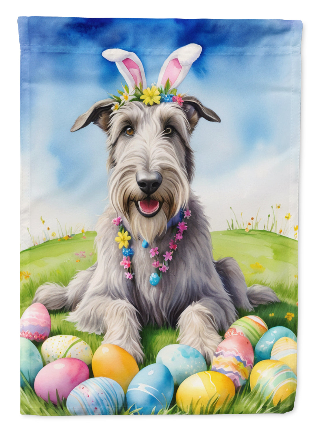 Buy this Irish Wolfhound Easter Egg Hunt House Flag