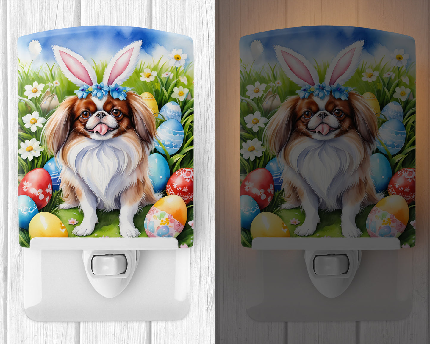 Japanese Chin Easter Egg Hunt Ceramic Night Light