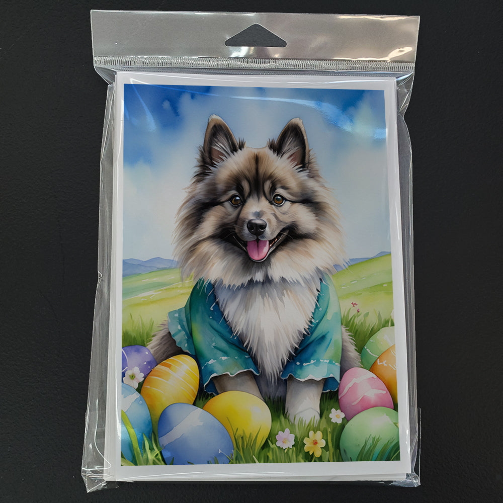 Keeshond Easter Egg Hunt Greeting Cards Pack of 8