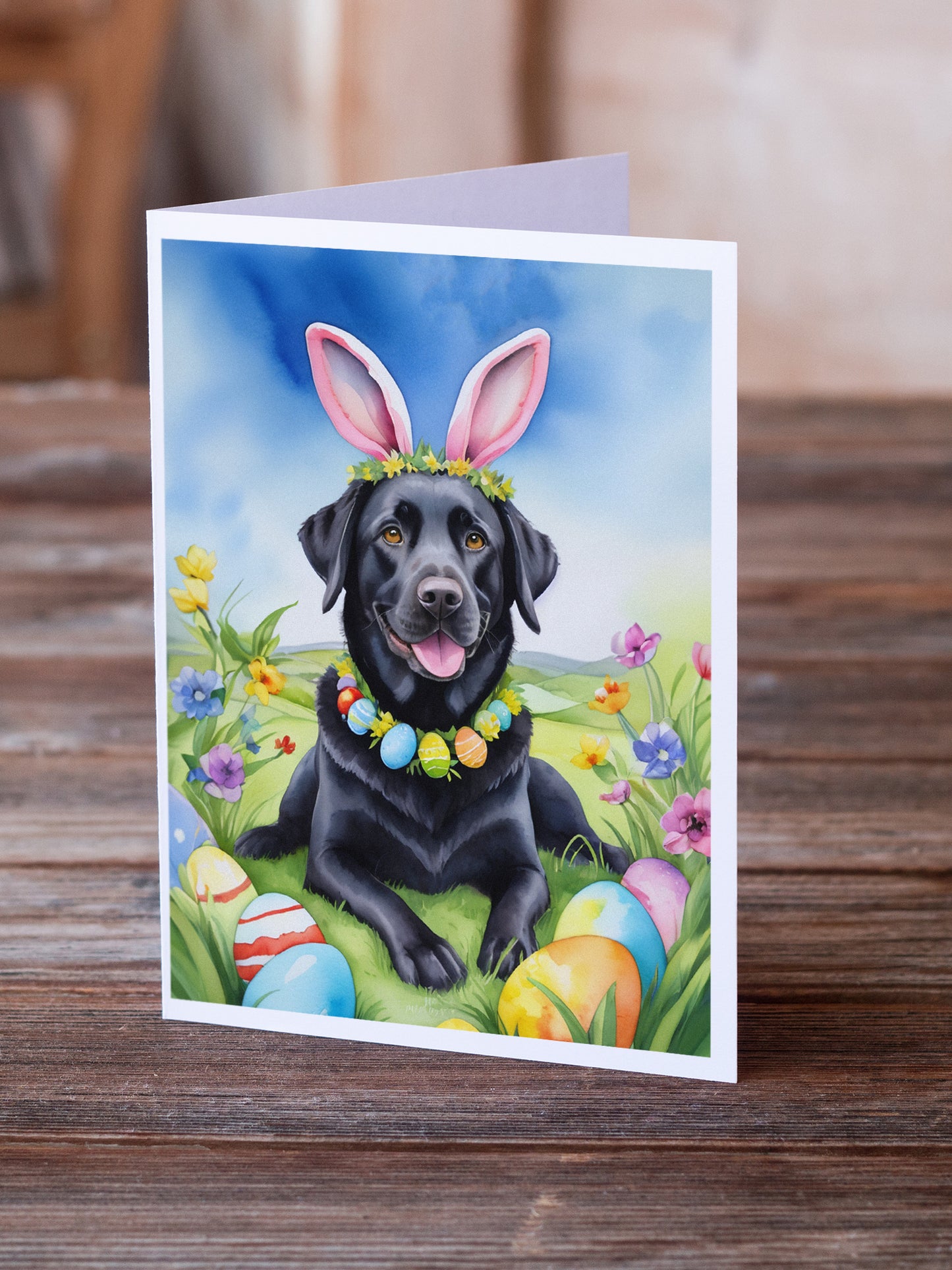 Black Labrador Retriever Easter Egg Hunt Greeting Cards Pack of 8