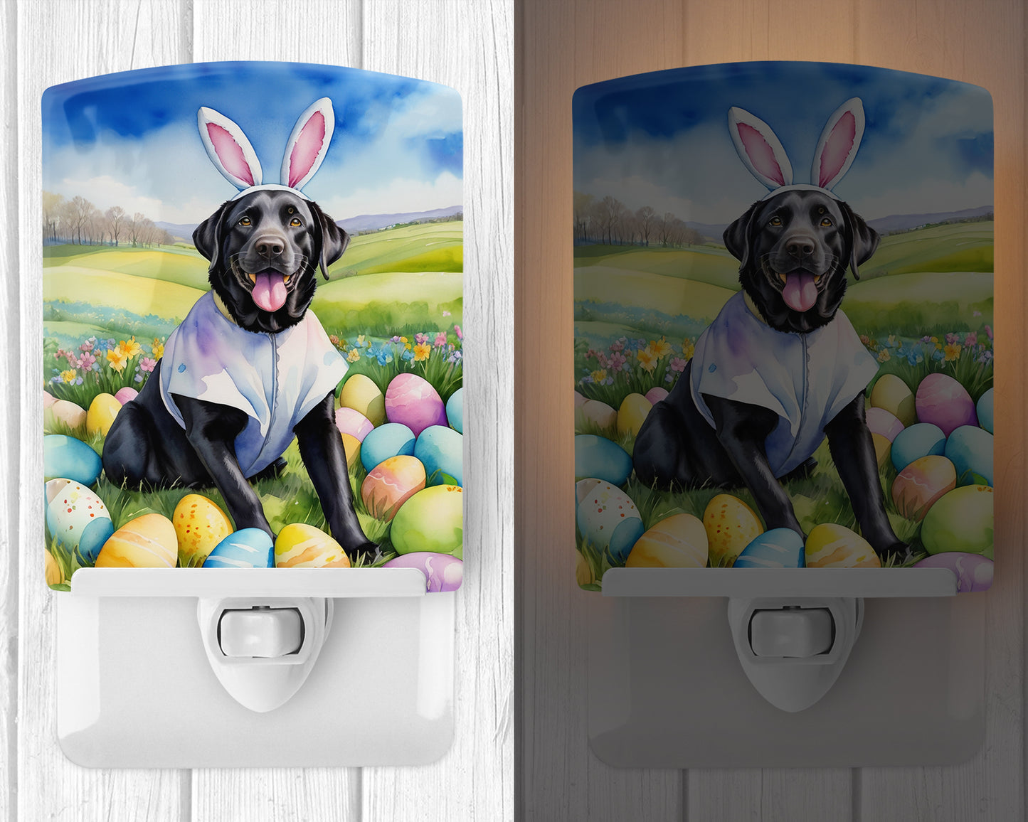 Black Labrador Retriever Easter Egg Hunt Ceramic Night Light