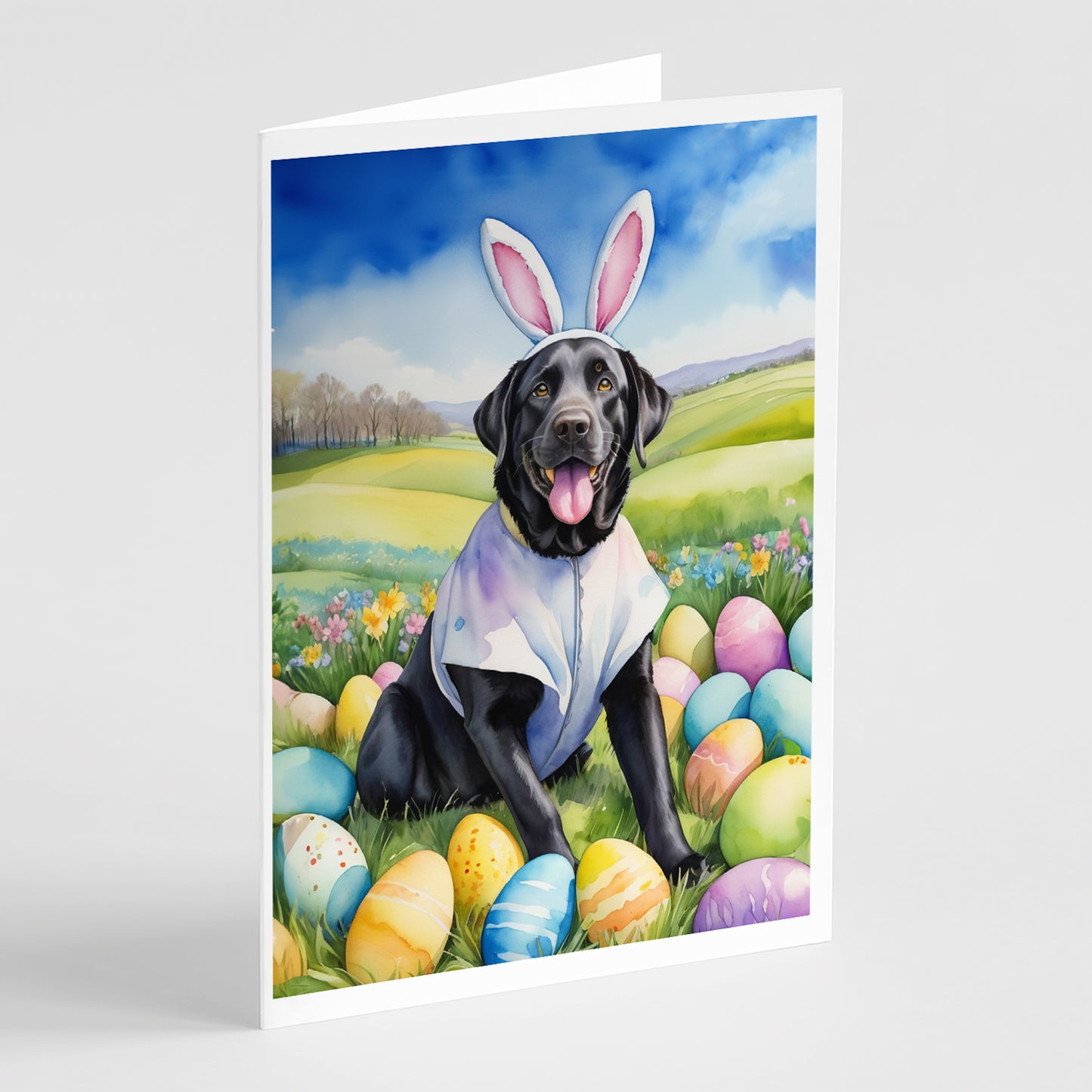 Buy this Black Labrador Retriever Easter Egg Hunt Greeting Cards Pack of 8