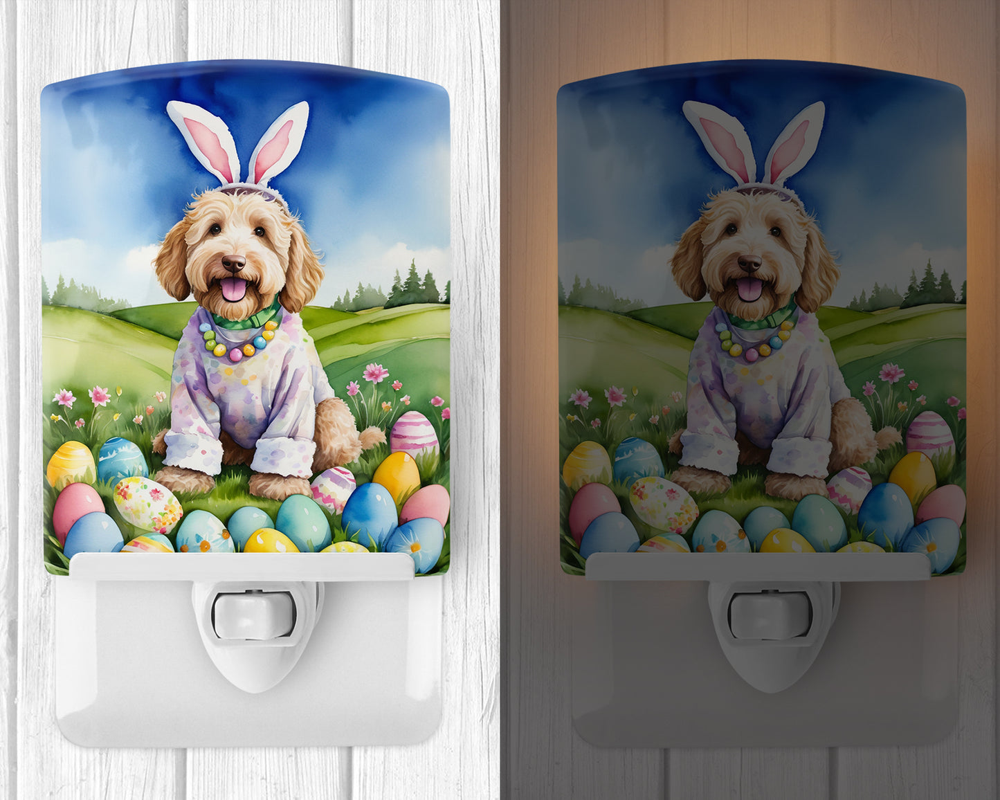 Labradoodle Easter Egg Hunt Ceramic Night Light