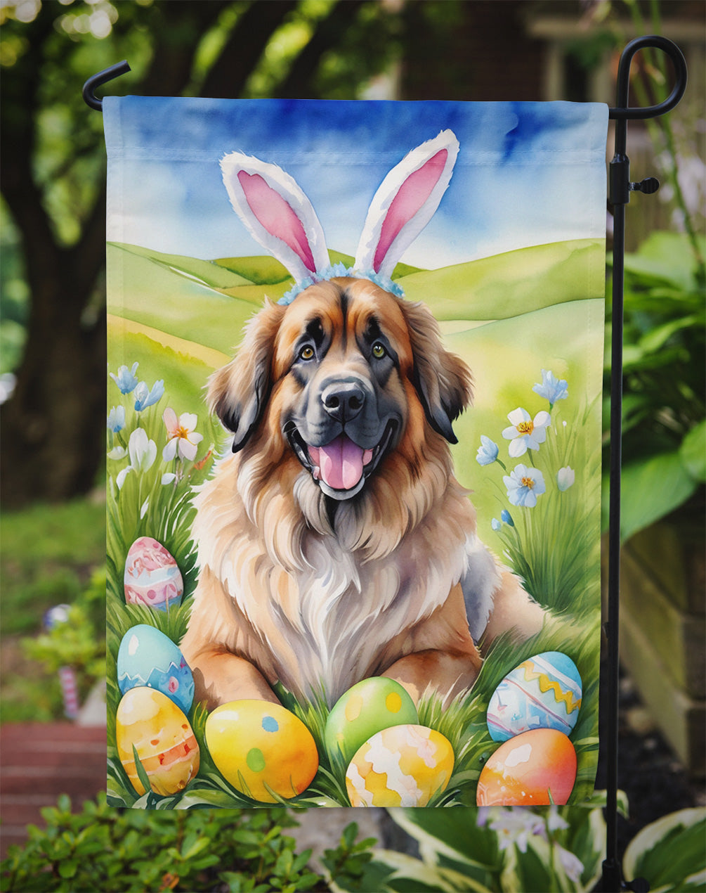 Leonberger Easter Egg Hunt Garden Flag