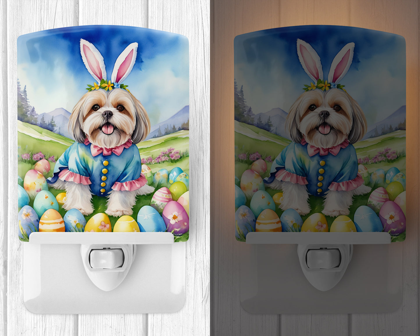 Lhasa Apso Easter Egg Hunt Ceramic Night Light