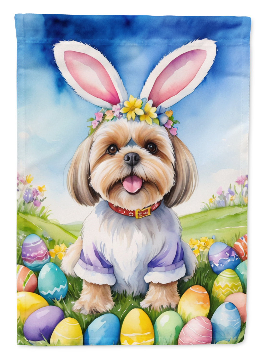 Buy this Lhasa Apso Easter Egg Hunt House Flag