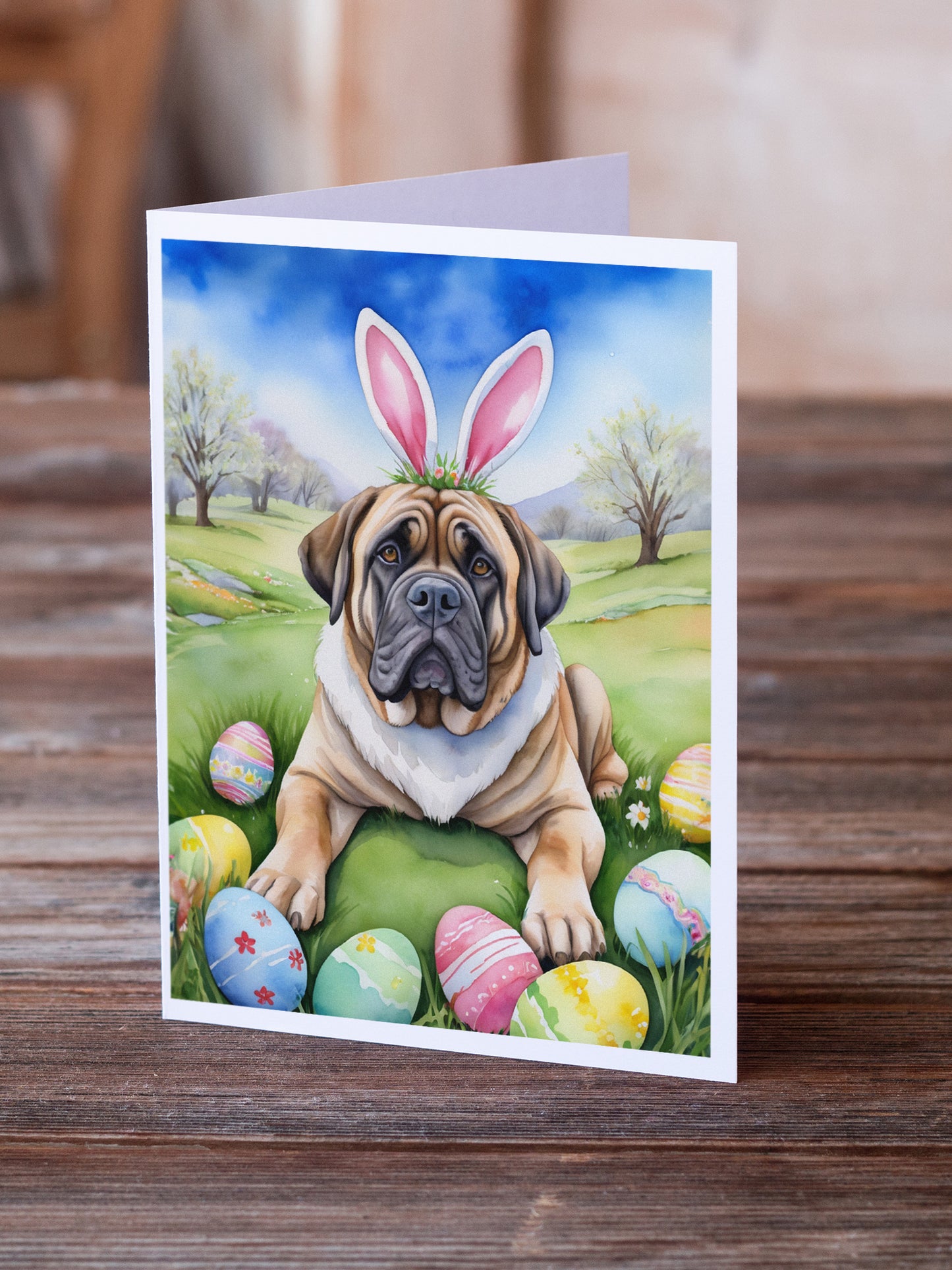 Mastiff Easter Egg Hunt Greeting Cards Pack of 8