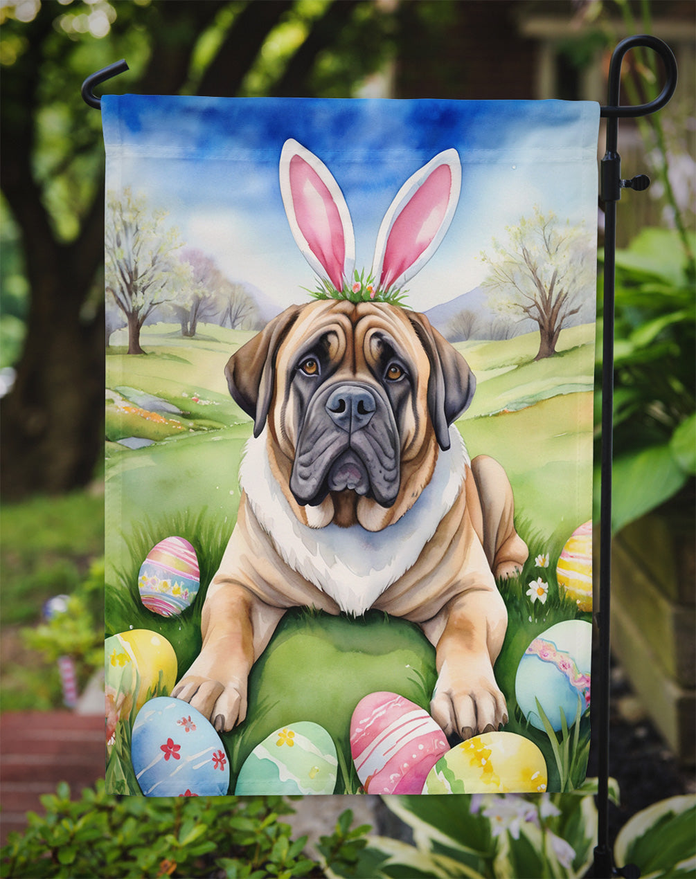 Mastiff Easter Egg Hunt Garden Flag