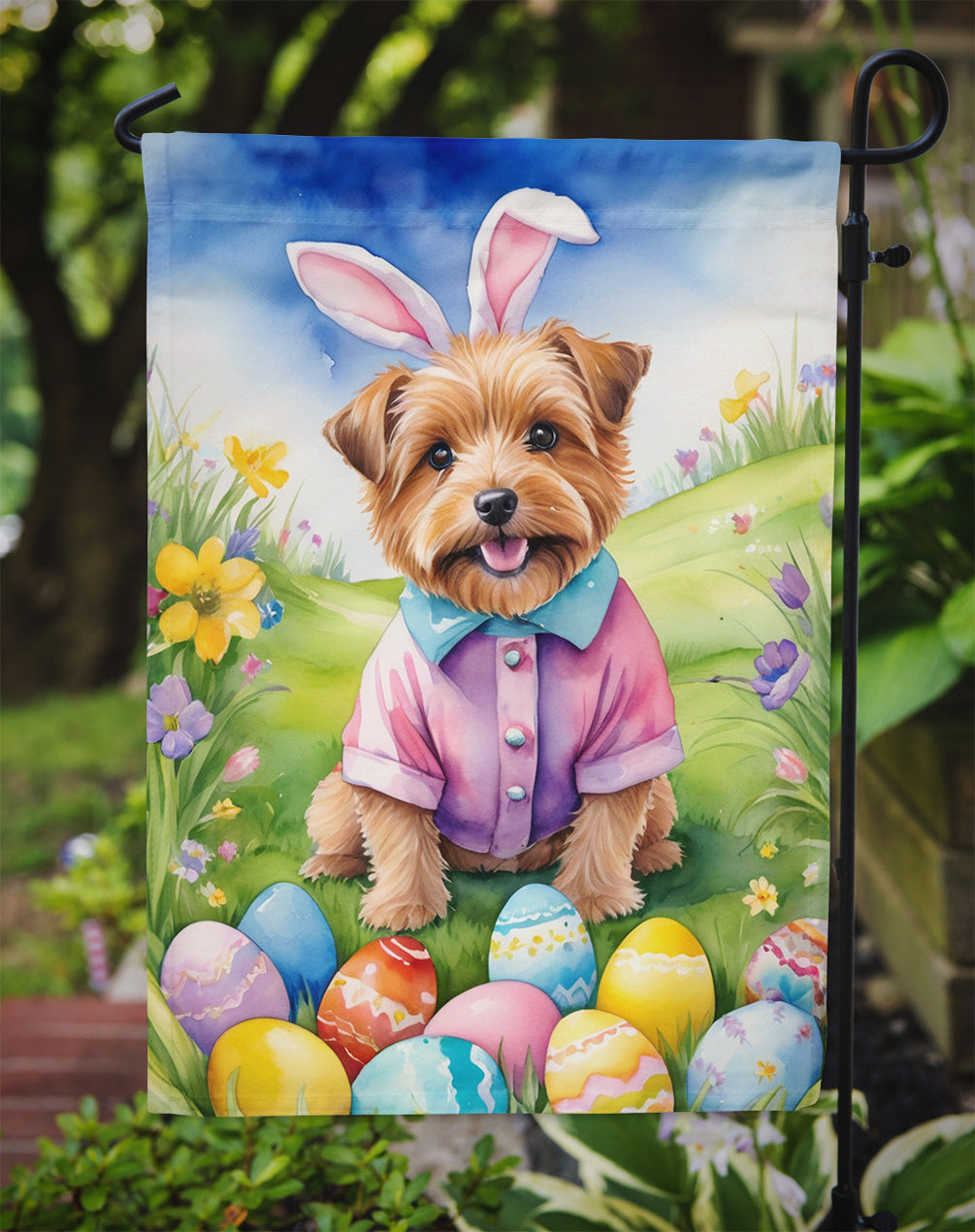 Norfolk Terrier Easter Egg Hunt Garden Flag