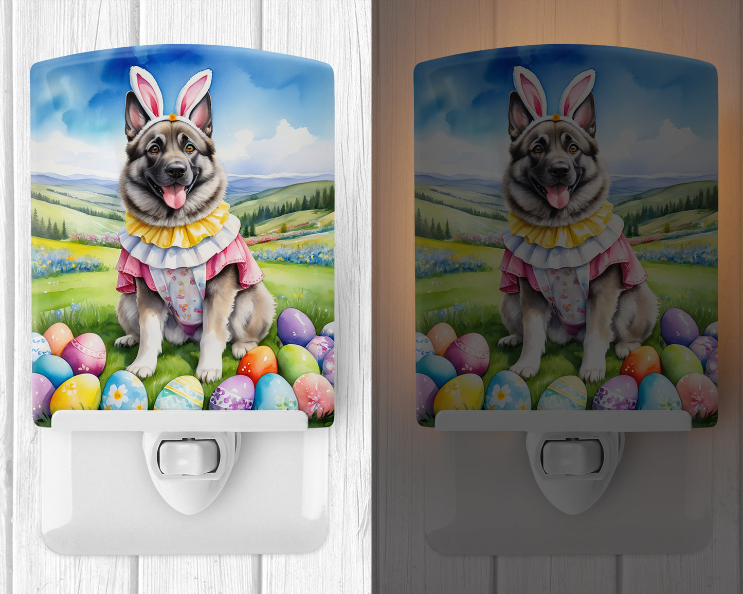 Norwegian Elkhound Easter Egg Hunt Ceramic Night Light