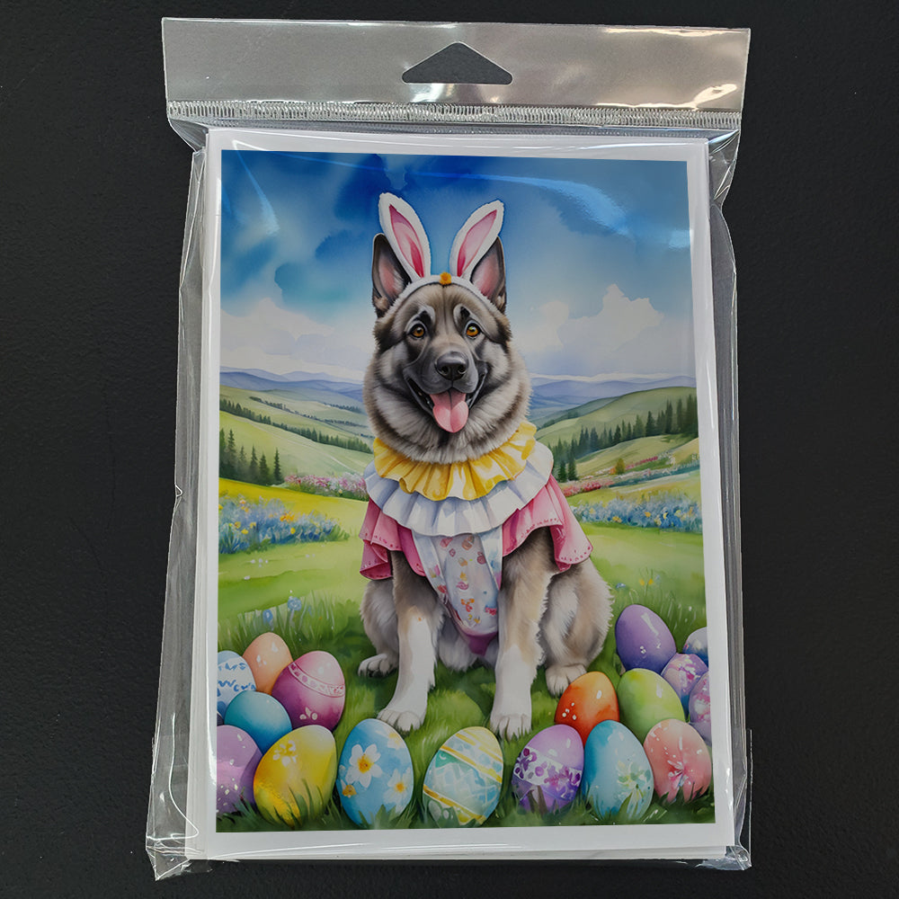 Norwegian Elkhound Easter Egg Hunt Greeting Cards Pack of 8