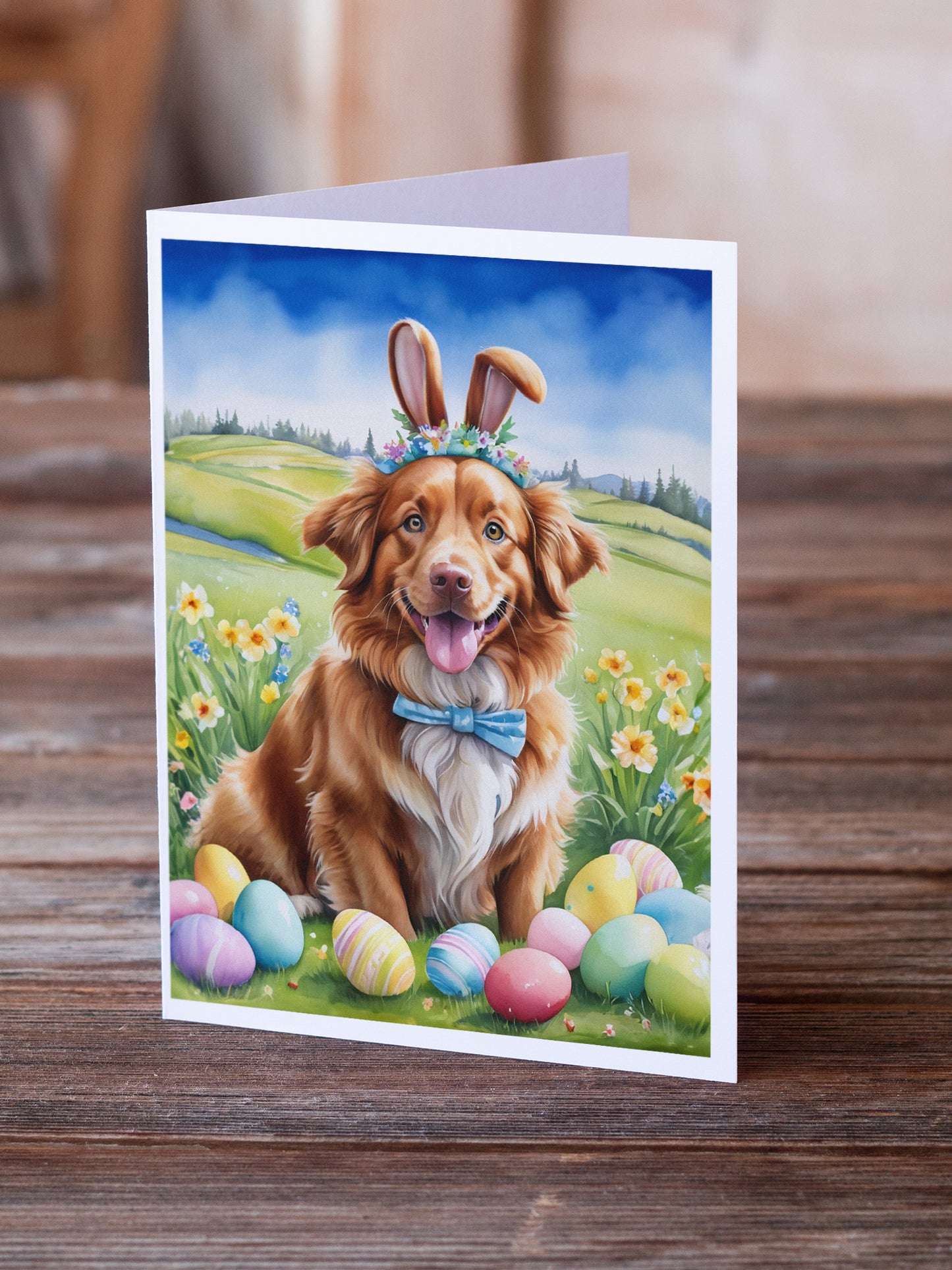 Nova Scotia Duck Tolling Retriever Easter Egg Hunt Greeting Cards Pack of 8