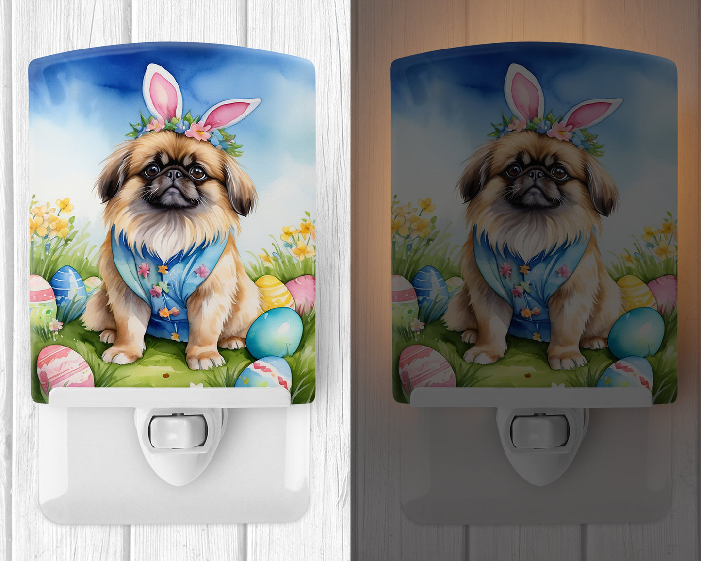 Pekingese Easter Egg Hunt Ceramic Night Light