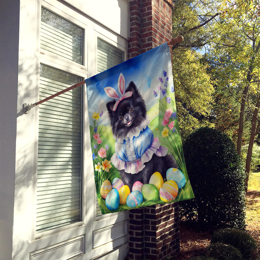 Pomeranian Easter Egg Hunt House Flag