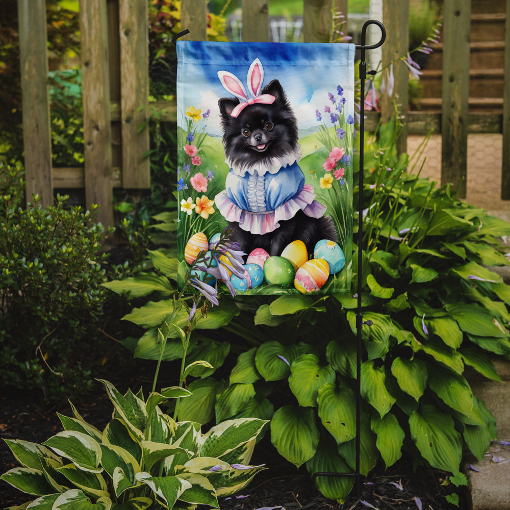 Pomeranian Easter Egg Hunt Garden Flag