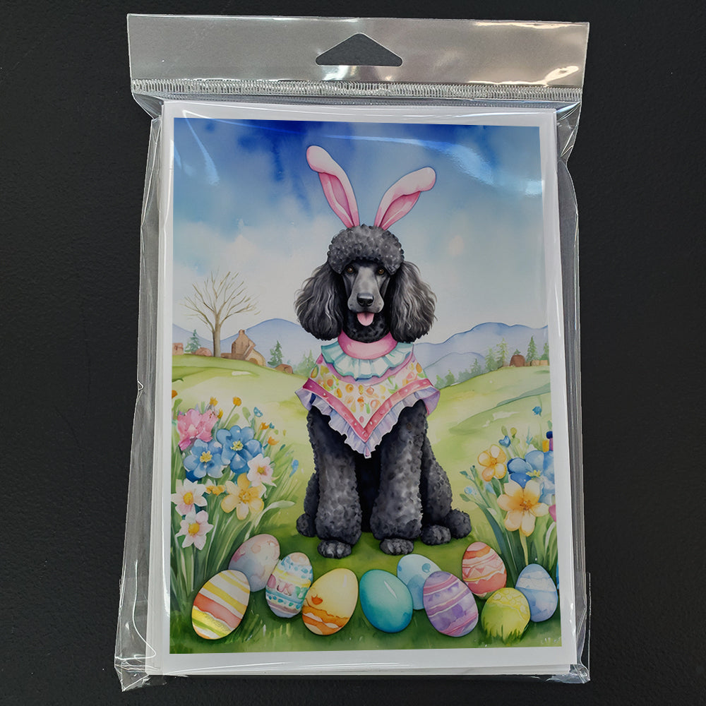 Black Poodle Easter Egg Hunt Greeting Cards Pack of 8