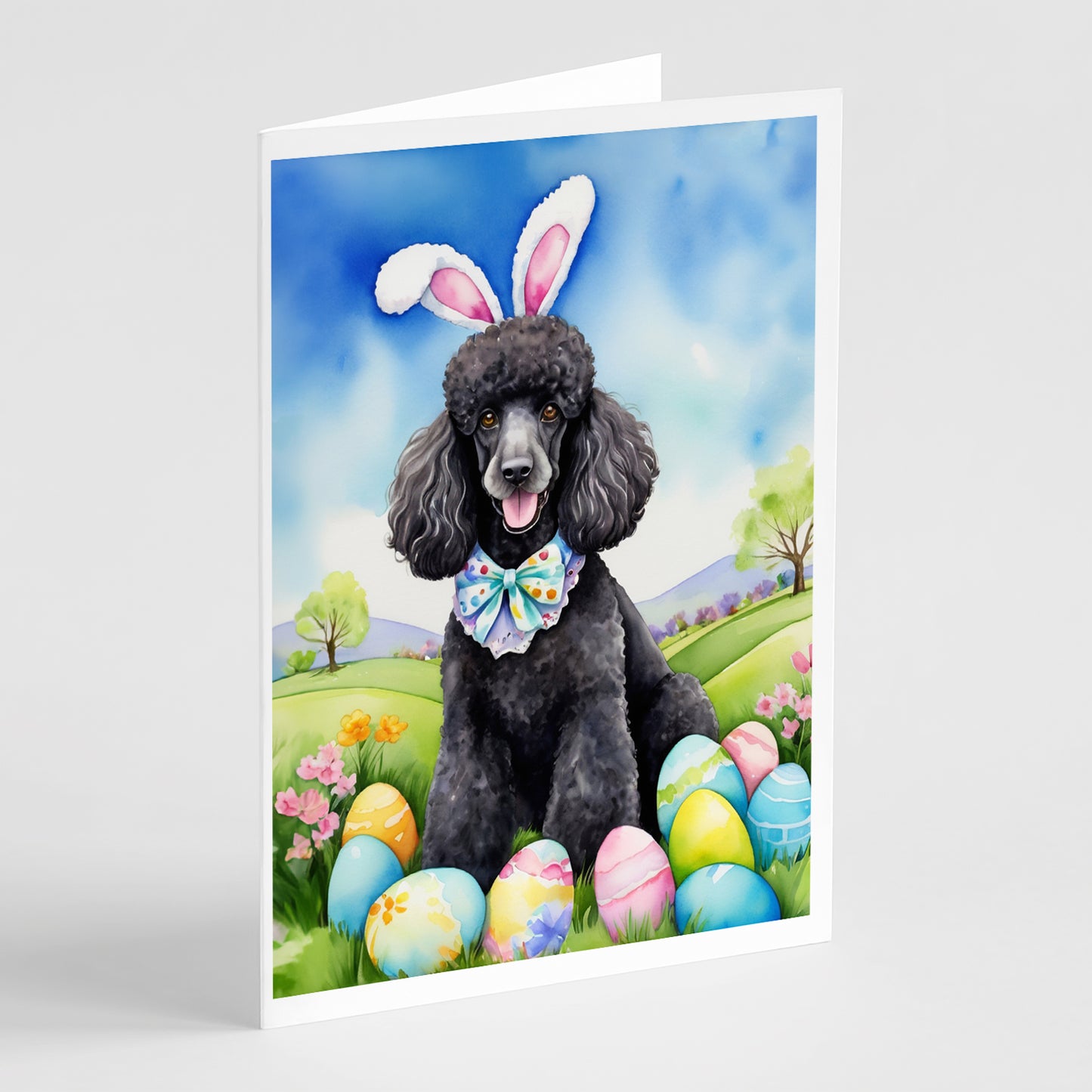 Buy this Black Poodle Easter Egg Hunt Greeting Cards Pack of 8