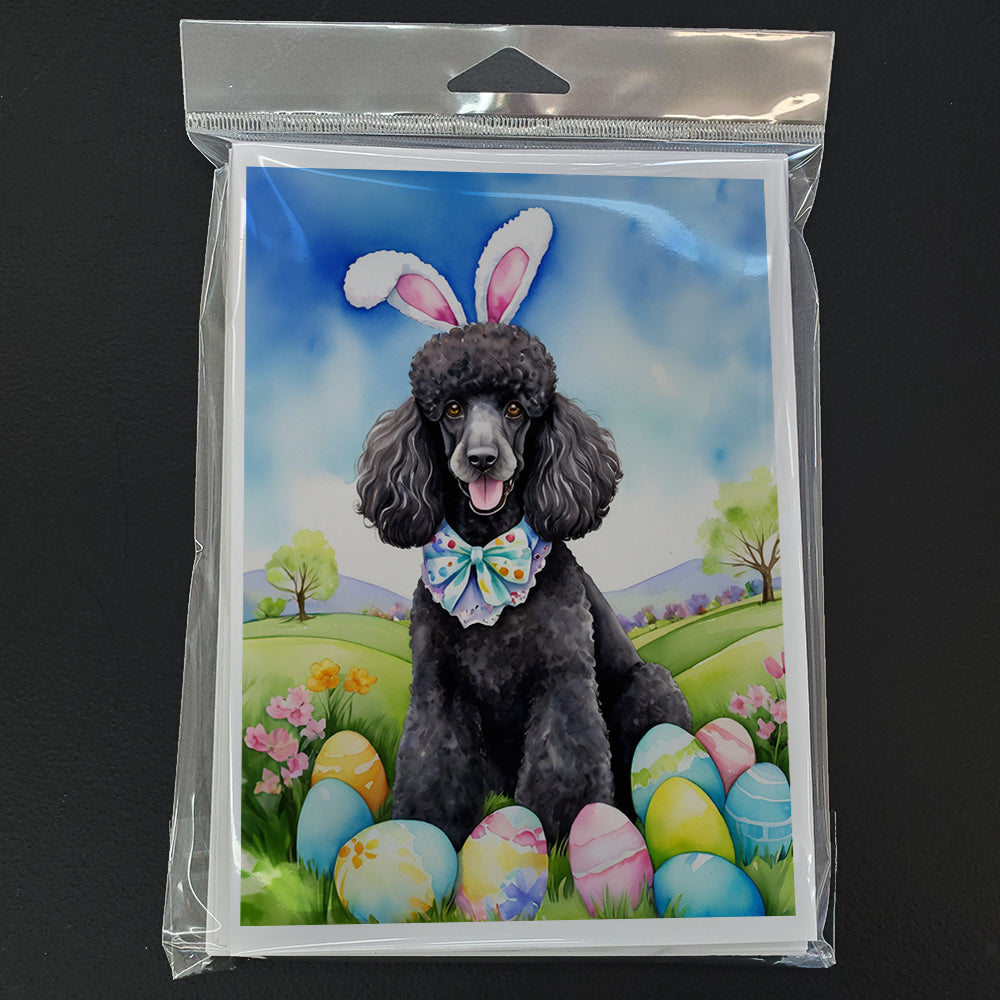 Black Poodle Easter Egg Hunt Greeting Cards Pack of 8