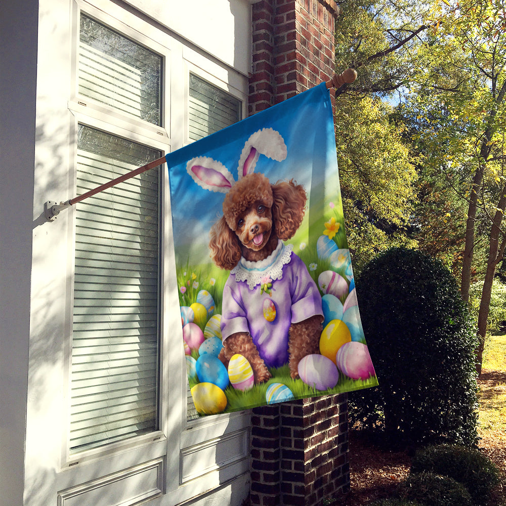 Chocolate Poodle Easter Egg Hunt House Flag