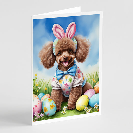 Buy this Chocolate Poodle Easter Egg Hunt Greeting Cards Pack of 8