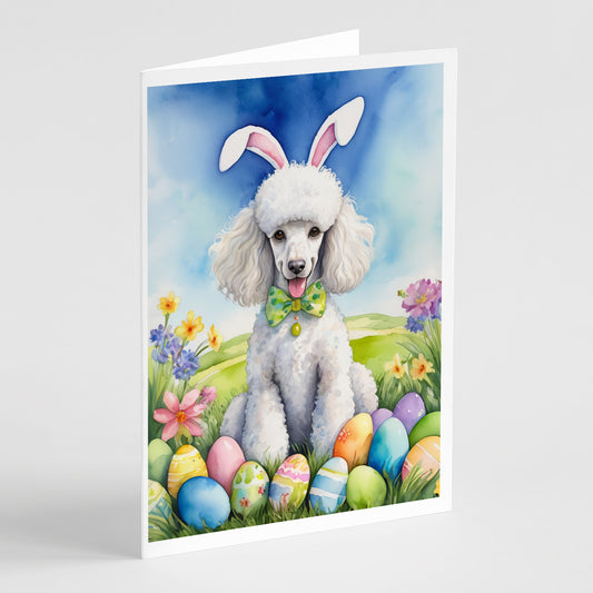 Buy this White Poodle Easter Egg Hunt Greeting Cards Pack of 8