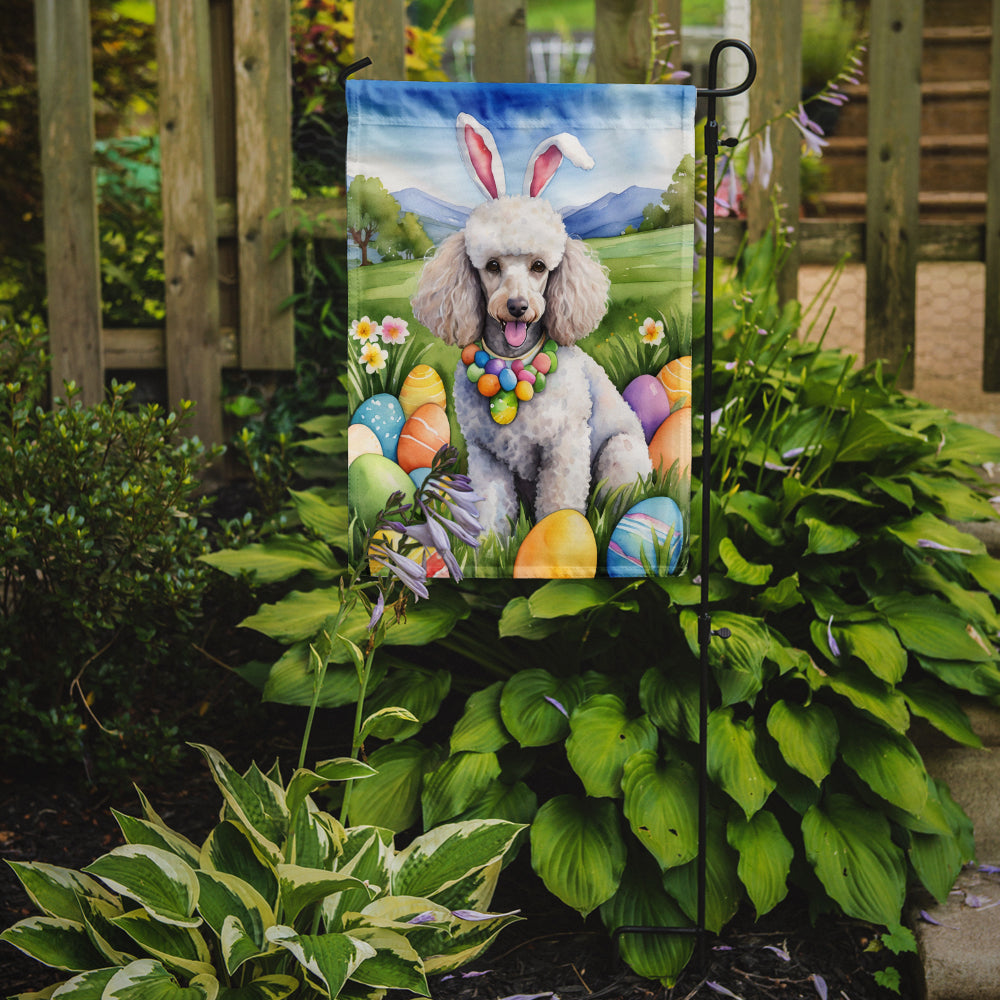 White Poodle Easter Egg Hunt Garden Flag
