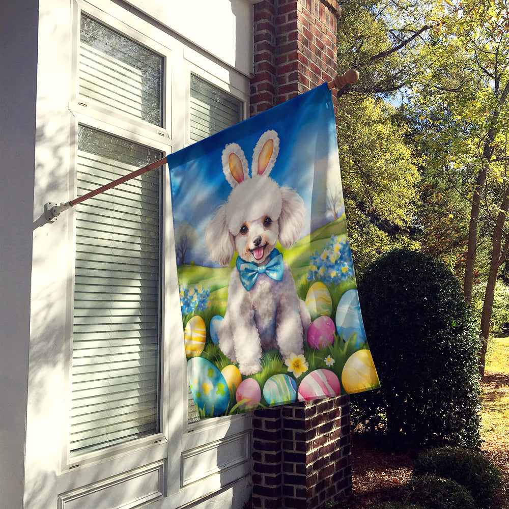 White Poodle Easter Egg Hunt House Flag