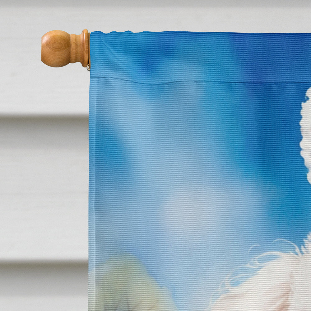 White Poodle Easter Egg Hunt House Flag