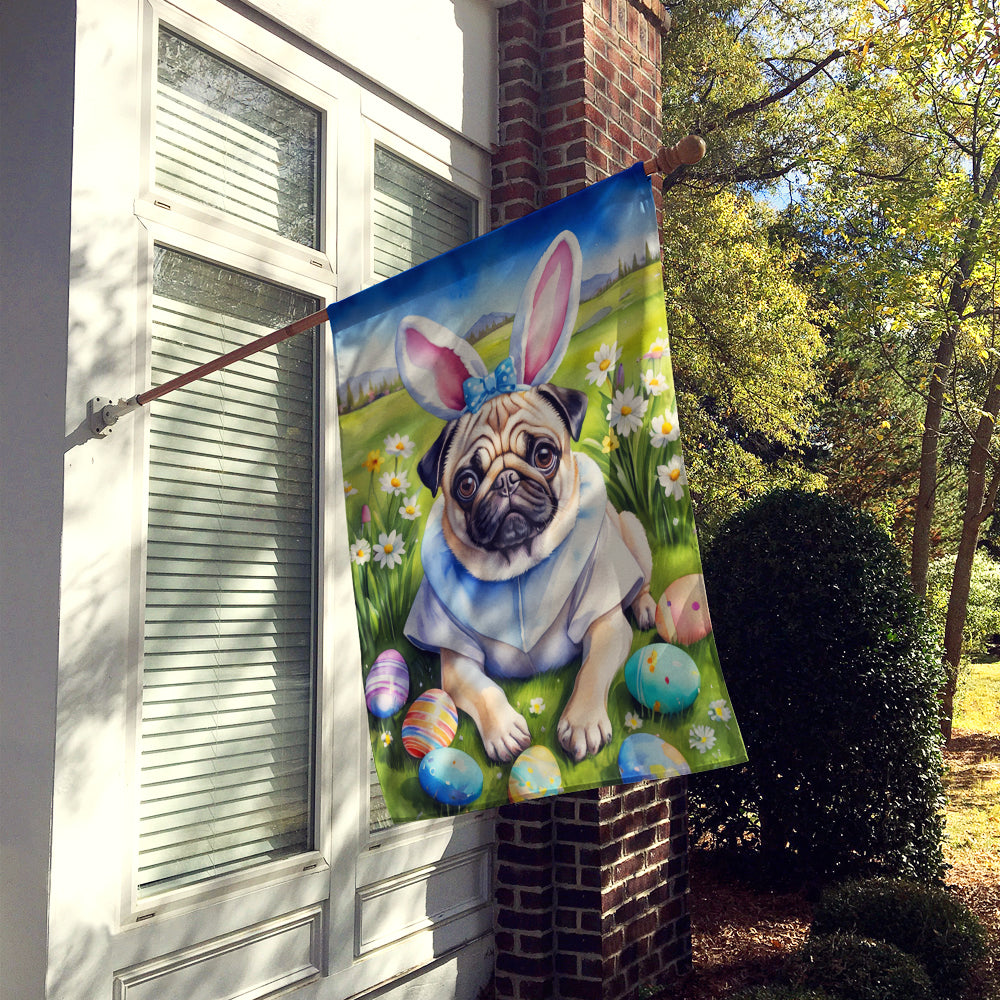 Pug Easter Egg Hunt House Flag