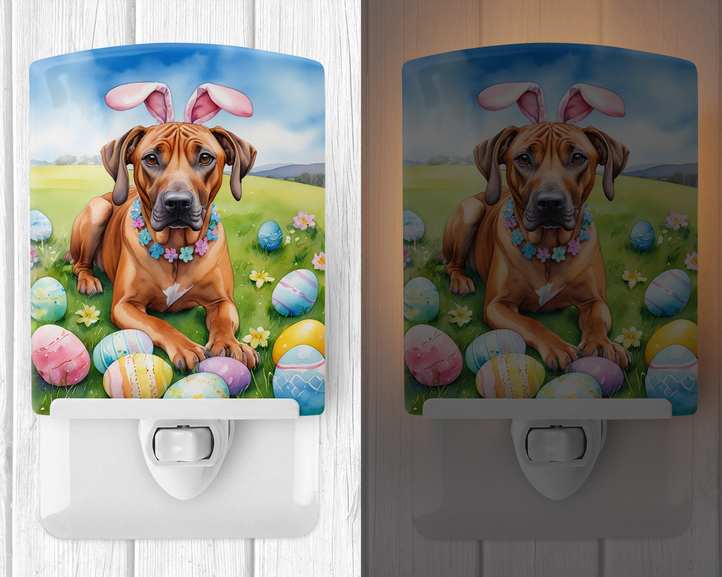 Rhodesian Ridgeback Easter Egg Hunt Ceramic Night Light