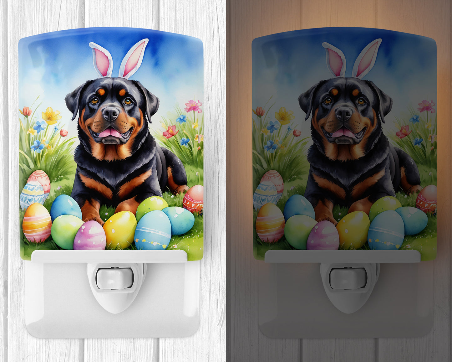 Rottweiler Easter Egg Hunt Ceramic Night Light