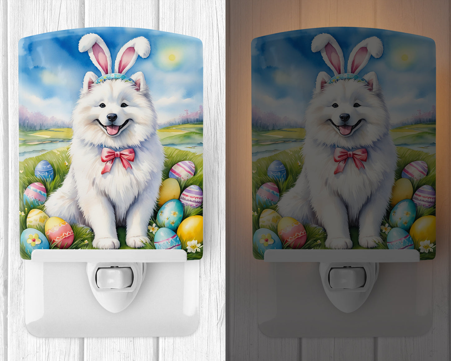 Samoyed Easter Egg Hunt Ceramic Night Light