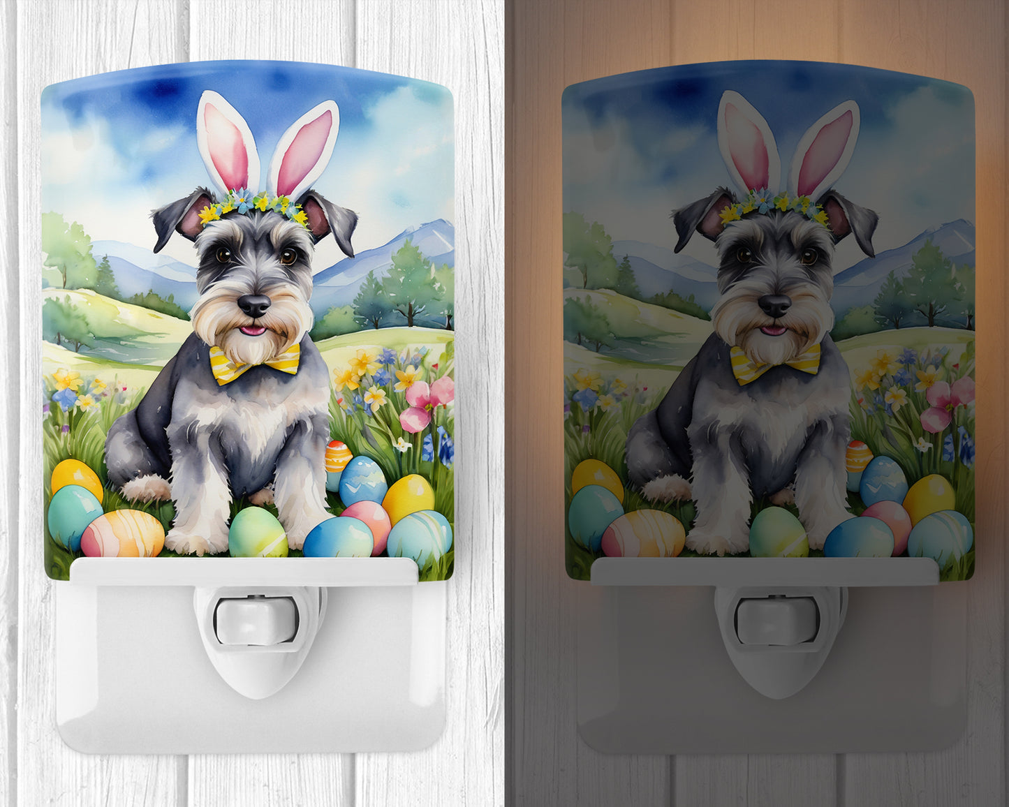 Schnauzer Easter Egg Hunt Ceramic Night Light