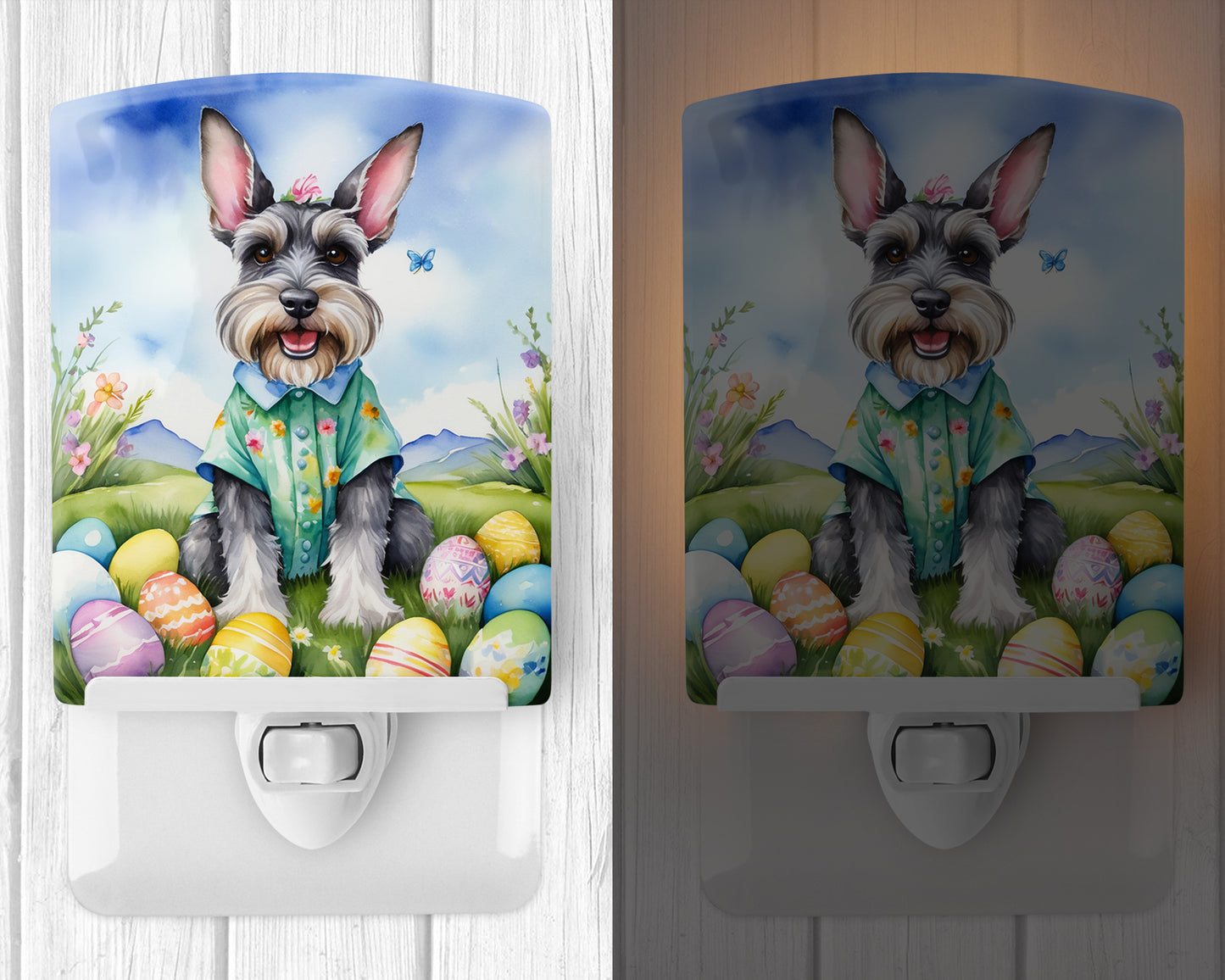 Schnauzer Easter Egg Hunt Ceramic Night Light