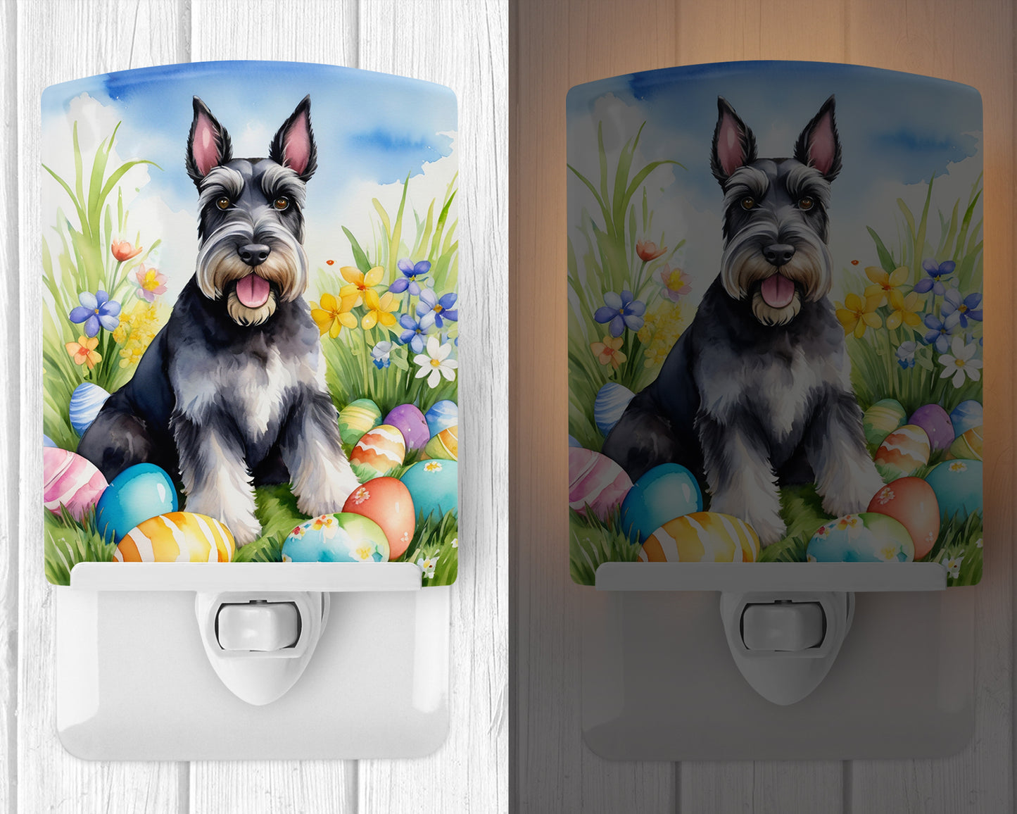 Schnauzer Easter Egg Hunt Ceramic Night Light