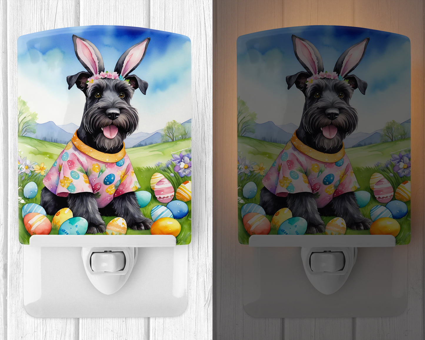 Schnauzer Easter Egg Hunt Ceramic Night Light