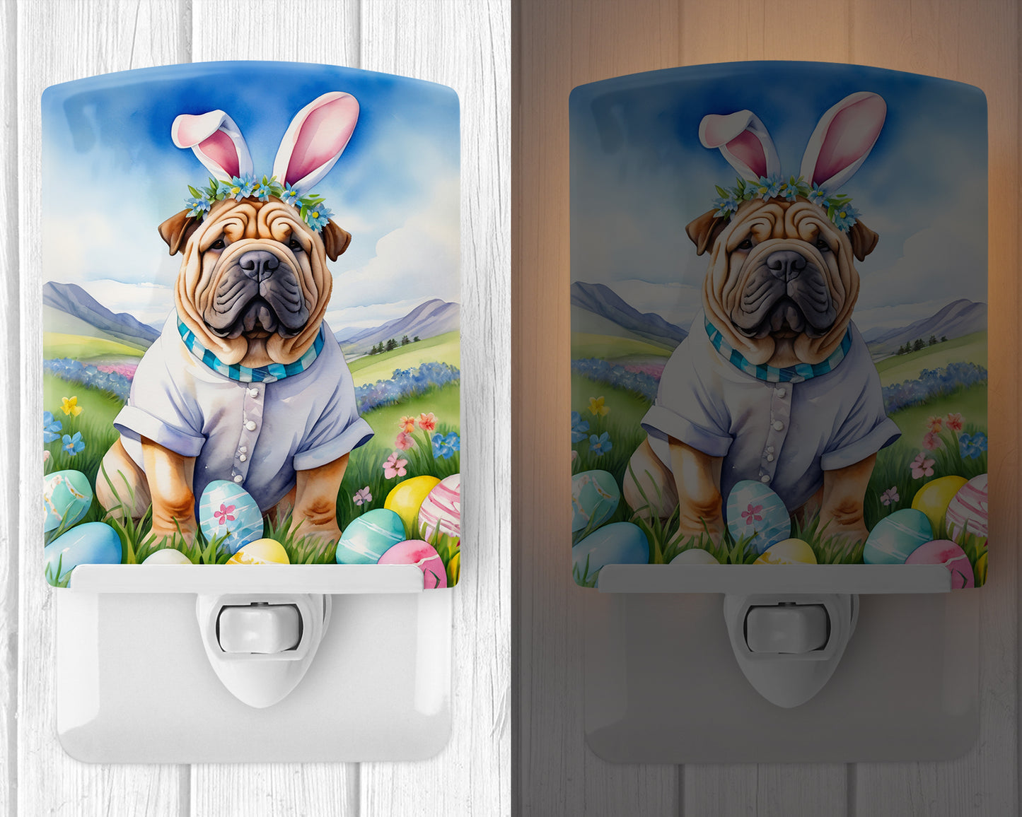 Shar Pei Easter Egg Hunt Ceramic Night Light